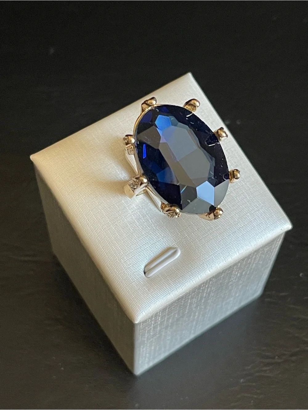 Deep Blue Oval Statement Ring.